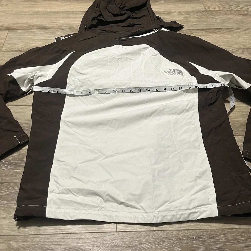 THE NORTH FACE Hyvent Women's Large Hooded Rain Coat‎ Jacket Brown/White